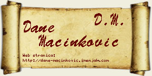 Dane Mačinković vizit kartica